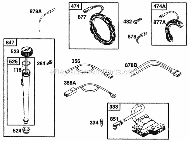 Oil Fill Elect Diagram and Parts List for 28C702-0015-01  Briggs and Stratton Engine